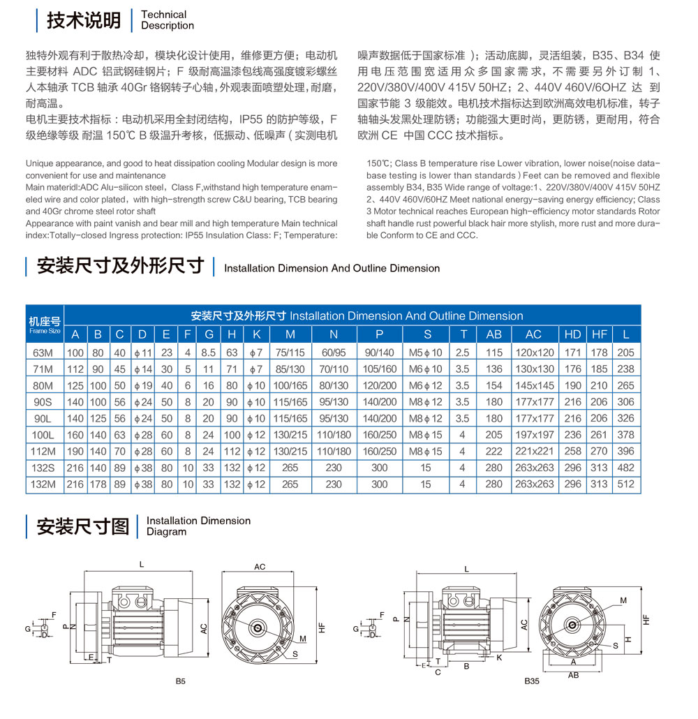 方形鋁殼電機技術(shù)說明和安裝尺寸圖.jpg